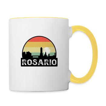 Rosario Argentina Flag Skyline Souvenir de voyage - Mug contrasté - blanc/jaune - Droite