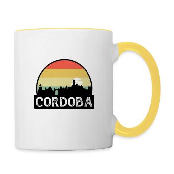 Cordoba Argentine Flag Skyline Souvenir de voyage - Mug contrasté - blanc/jaune - Droite