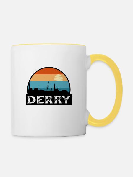 Derry Nordirland Flagge Skyline Reisen Souveni - Tasse zweifarbig - Weiß/Gelb
