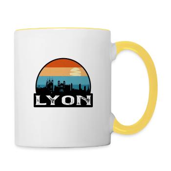Lyon France Flag Skyline Souvenir de voyage - Mug contrasté - blanc/jaune - Droite