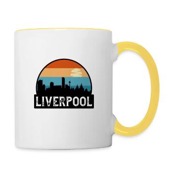 Liverpool England Flag Skyline Travel Souvenir - Contrasting Mug - white/yellow - Right