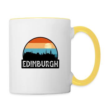 Edimbourg Écosse Flag Skyline Souvenir de voyage - Mug contrasté - blanc/jaune - Droite