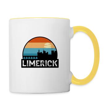 Limerick Irlande Flag Skyline Souvenir de voyage - Mug contrasté - blanc/jaune - Droite