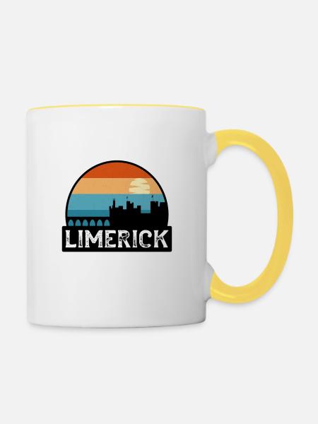 Limerick Irland Flagge Skyline Reisesouvenir - Tasse zweifarbig - Weiß/Gelb