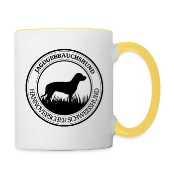 Hannoverscher Schweisshund Jagdgebrauchshund - Tasse zweifarbig - Weiß/Gelb - Rechts