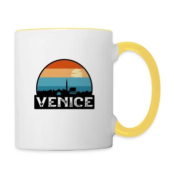 Venice Italy Flag Skyline Travel Souvenir - Contrasting Mug - white/yellow - Right