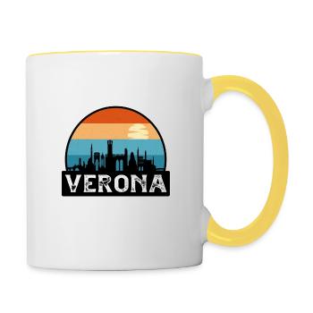 Vérone Italie Flag Skyline Souvenir de voyage - Mug contrasté - blanc/jaune - Droite