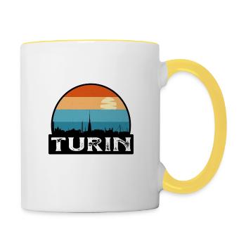 Turin Italien Flagge Skyline Reisesouvenir - Tasse zweifarbig - Weiß/Gelb - Rechts