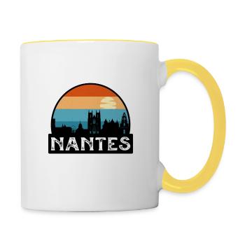 Nantes France Flag Skyline Travel Souvenir - Contrasting Mug - white/yellow - Right