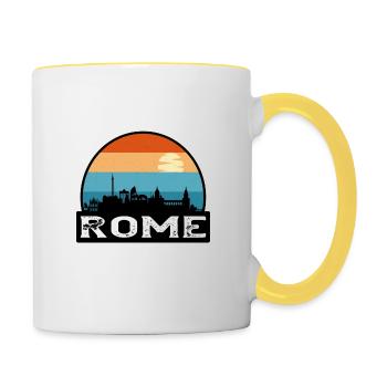 Rom Italien Flagge Skyline Reisesouvenir - Tasse zweifarbig - Weiß/Gelb - Rechts