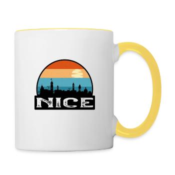 Nice France Flag Skyline Travel Souvenir - Contrasting Mug - white/yellow - Right