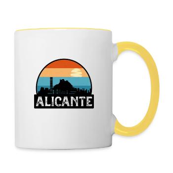 Alicante Espagne Flag Skyline Souvenir de voyage - Mug contrasté - blanc/jaune - Droite