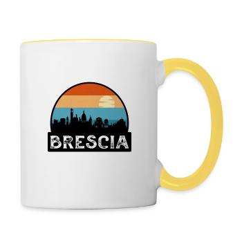 Brescia Italie Flag Skyline Souvenir de voyage - Mug contrasté - blanc/jaune - Droite