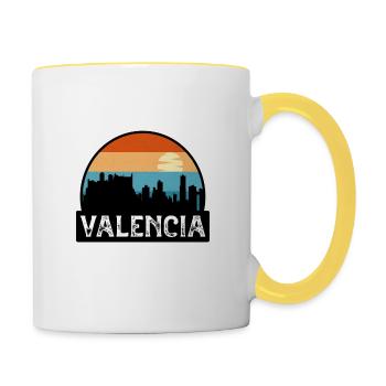 Valencia Spain Flag Skyline Travel Souvenir - Contrasting Mug - white/yellow - Right
