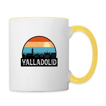 Valladolid Espagne Flag Skyline Souvenir de voyage - Mug contrasté - blanc/jaune - Droite