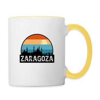 Zaragoza Spanien Flagge Skyline Reise-Souvenir - Tasse zweifarbig - Weiß/Gelb - Rechts