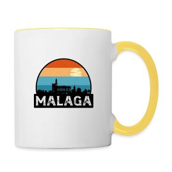 Málaga Spanien Flagge Skyline Reisesouvenir - Tasse zweifarbig - Weiß/Gelb - Rechts
