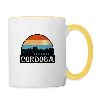 Cordoba Espagne Flag Skyline Souvenir de voyage - Mug contrasté - blanc/jaune - Droite