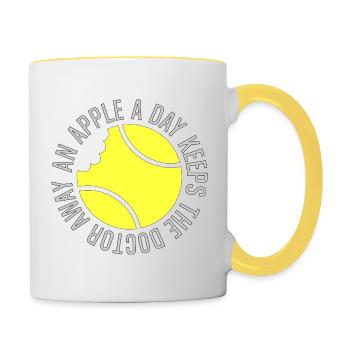 Tennis Shirt An apple a Day keeps the doctor away - Tasse zweifarbig - Weiß/Gelb - Rechts
