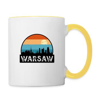 Varsovie Pologne Flag Skyline Souvenir de voyage - Mug contrasté - blanc/jaune - Droite
