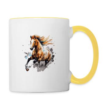 cheval sauvage - Mug contrasté - blanc/jaune - Droite