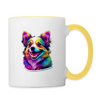 Happy Dog Psychédélique - Mug contrasté - blanc/jaune - Droite