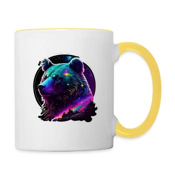 Psychedelic Bear - Tasse zweifarbig - Weiß/Gelb - Rechts