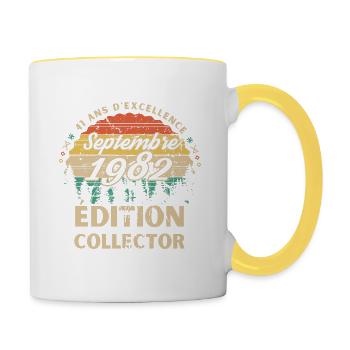 41 ans Septembre 1982 édition collector - Mug contrasté - blanc/jaune - Droite