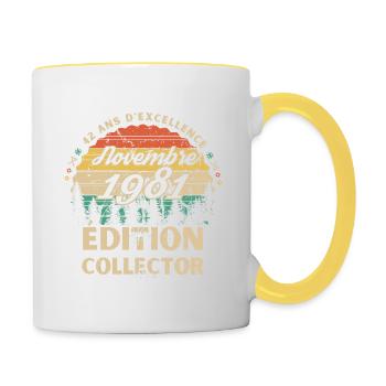 42 ans Novembre 1981 édition collector - Mug contrasté - blanc/jaune - Droite