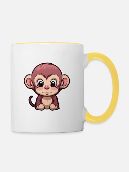 Affe Baby - Tasse zweifarbig - Weiß/Gelb