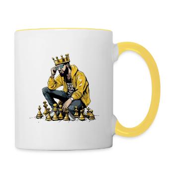 Max the king of chess - Contrasting Mug - white/yellow - Right