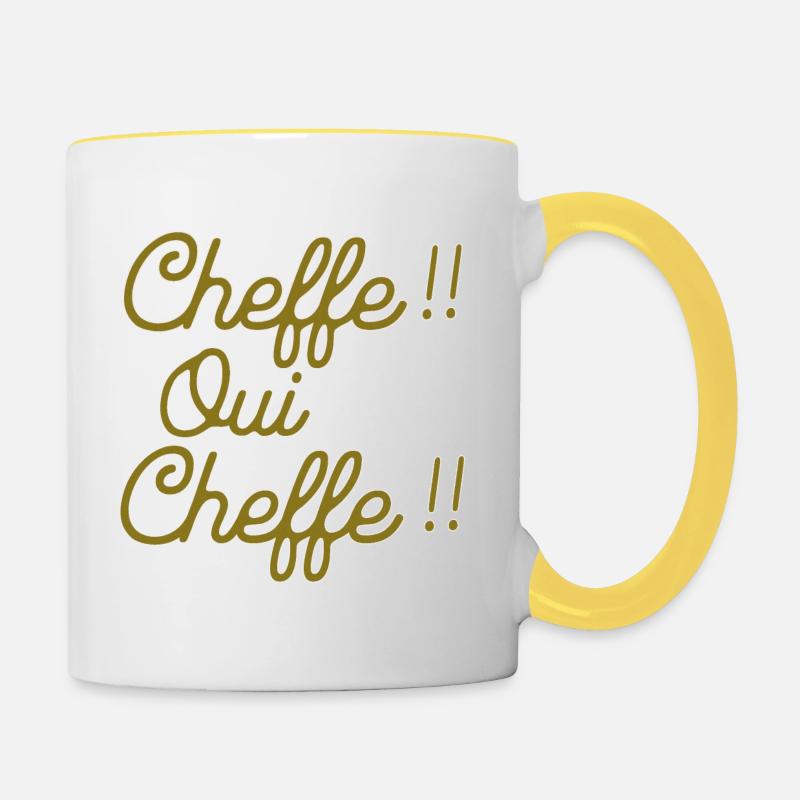 CHEFFE OUI CHEFFE (chef au féminin) - Mug contrasté - blanc/jaune