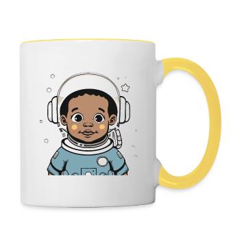 Astronaute mignon #6 - Mug contrasté - blanc/jaune - Droite