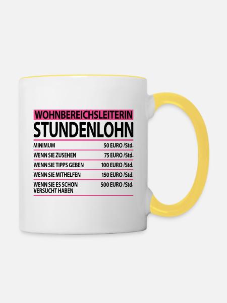Wohnbereichsleiterin Wohnbereichsleitung Sprüche - Tasse zweifarbig - Weiß/Gelb