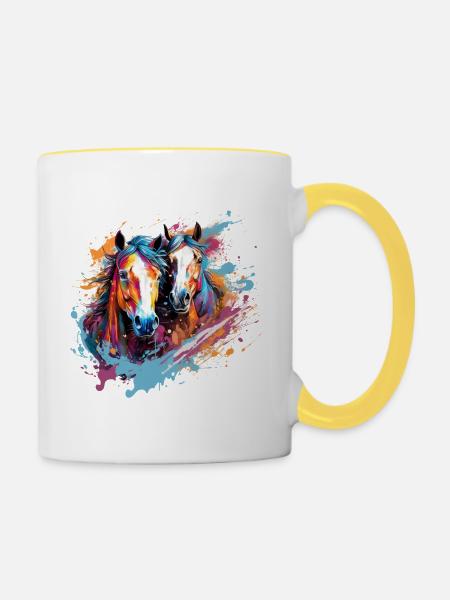 Pferdestärke - Tasse zweifarbig - Weiß/Gelb
