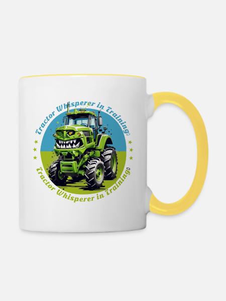 Traktorflüsterer in der Ausbildung - Tasse zweifarbig - Weiß/Gelb
