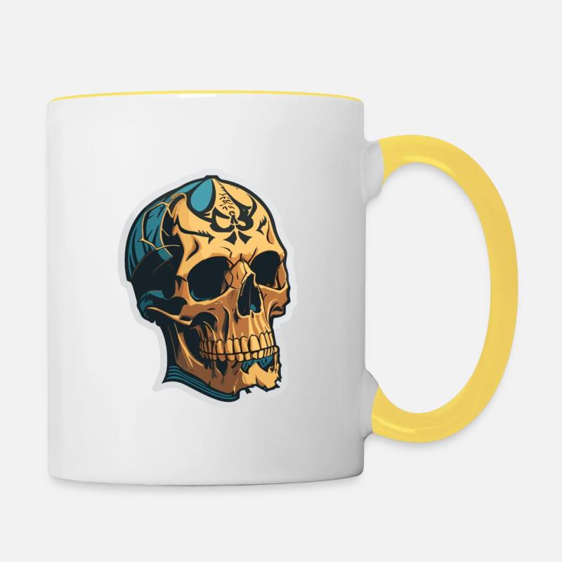 Cool Skull - Contrasting Mug - white/yellow