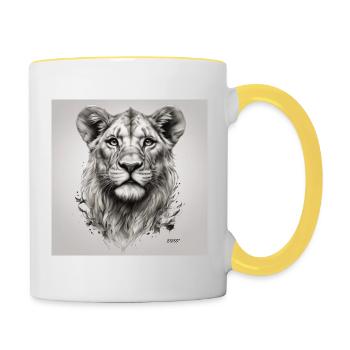 Roi de la jungle - Mug contrasté - blanc/jaune - Droite
