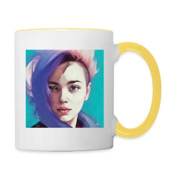 Pagaie de Kladdl’s - Équipe - Mug contrasté - blanc/jaune - Droite