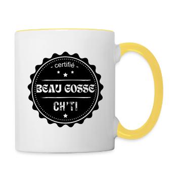Beau gosse Ch'ti - Mug contrasté - blanc/jaune - Droite