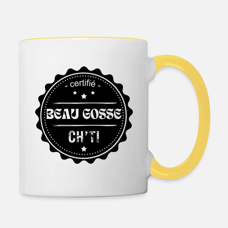 Beau gosse Ch'ti - Mug contrasté - blanc/jaune