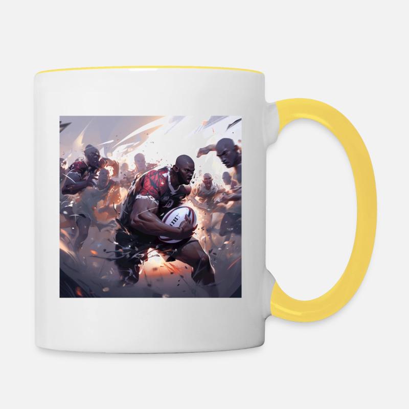 Ruuun ! - Rugby - Mug contrasté - blanc/jaune