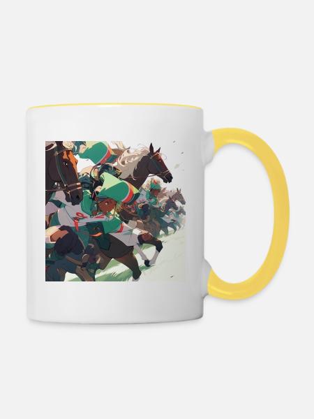 Pferderennen - Episch - Tasse zweifarbig - Weiß/Gelb