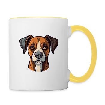 Cute dog design for dog owners - Contrasting Mug - white/yellow - Right