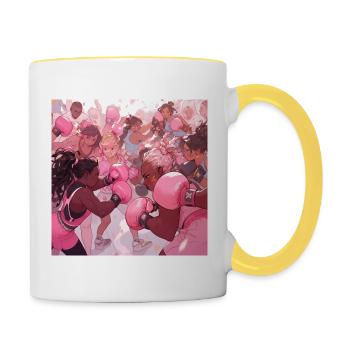 Le Combat Rose - Mug contrasté - blanc/jaune - Droite