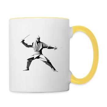 Origami Ninja - Geheimnisse der Papierkunst - Tasse zweifarbig - Weiß/Gelb - Rechts