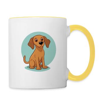 Niedliches Hundedesign für Hundebesitzer - Tasse zweifarbig - Weiß/Gelb - Rechts