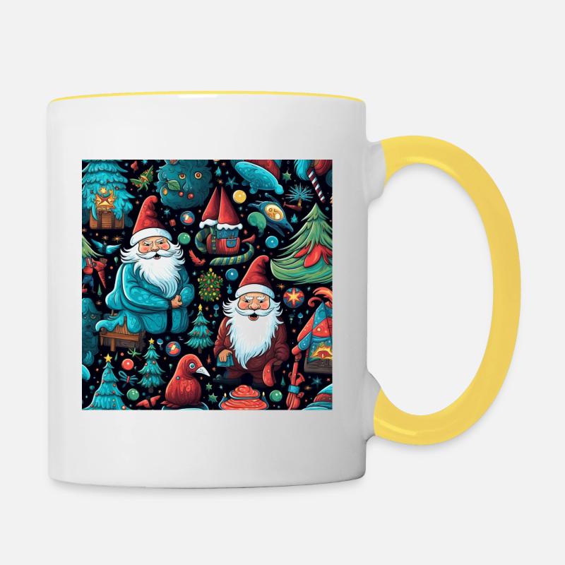 Angry Christmas - the slightly different design - Contrasting Mug - white/yellow