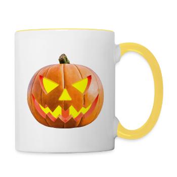 Halloween Pumpkin - Pumpkin Lantern - Contrasting Mug - white/yellow - Right