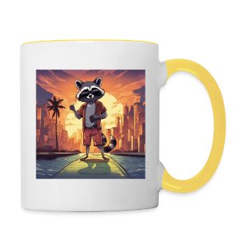 Raton laveur épique IV - Mug contrasté - blanc/jaune - Droite
